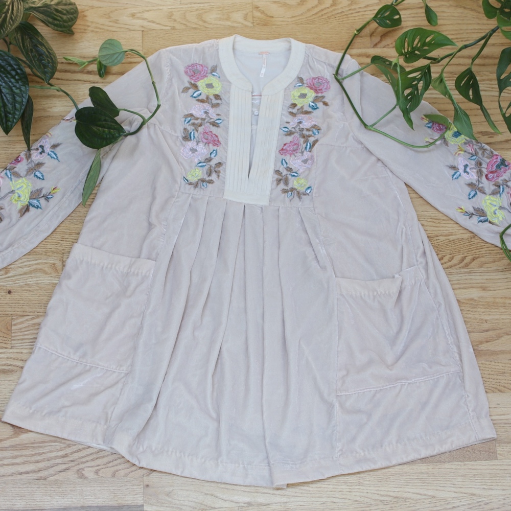 Velvet Free People Floral Blush Pink Dress Sz XS